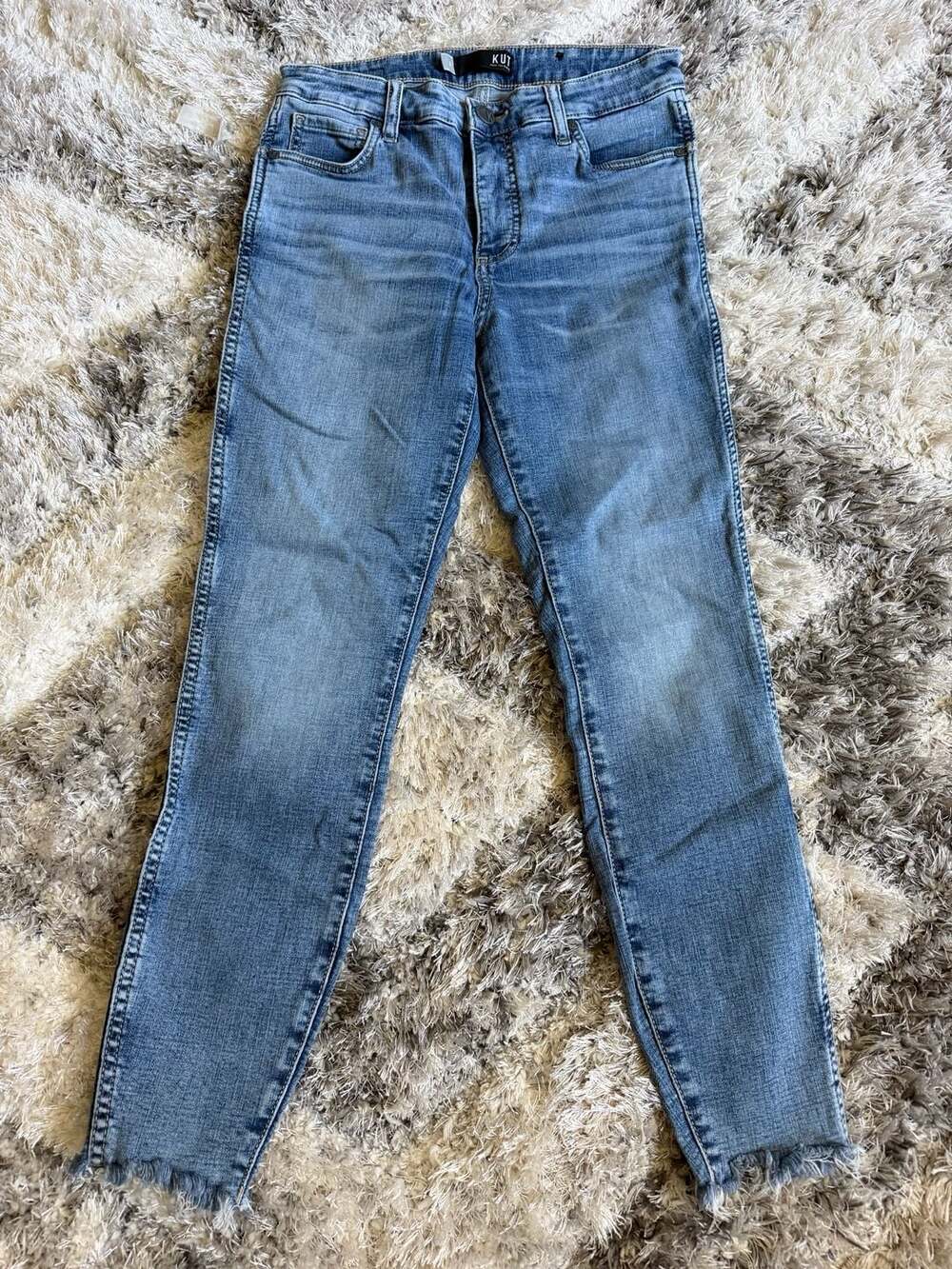 KUT from the Kloth Jeans Size 6 Raw Hem Ankle Skinny Blue Denim